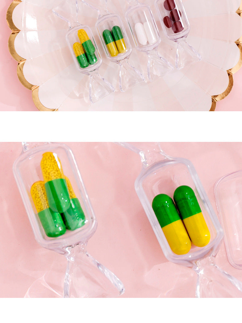 small transparent jewelry storage with candy design