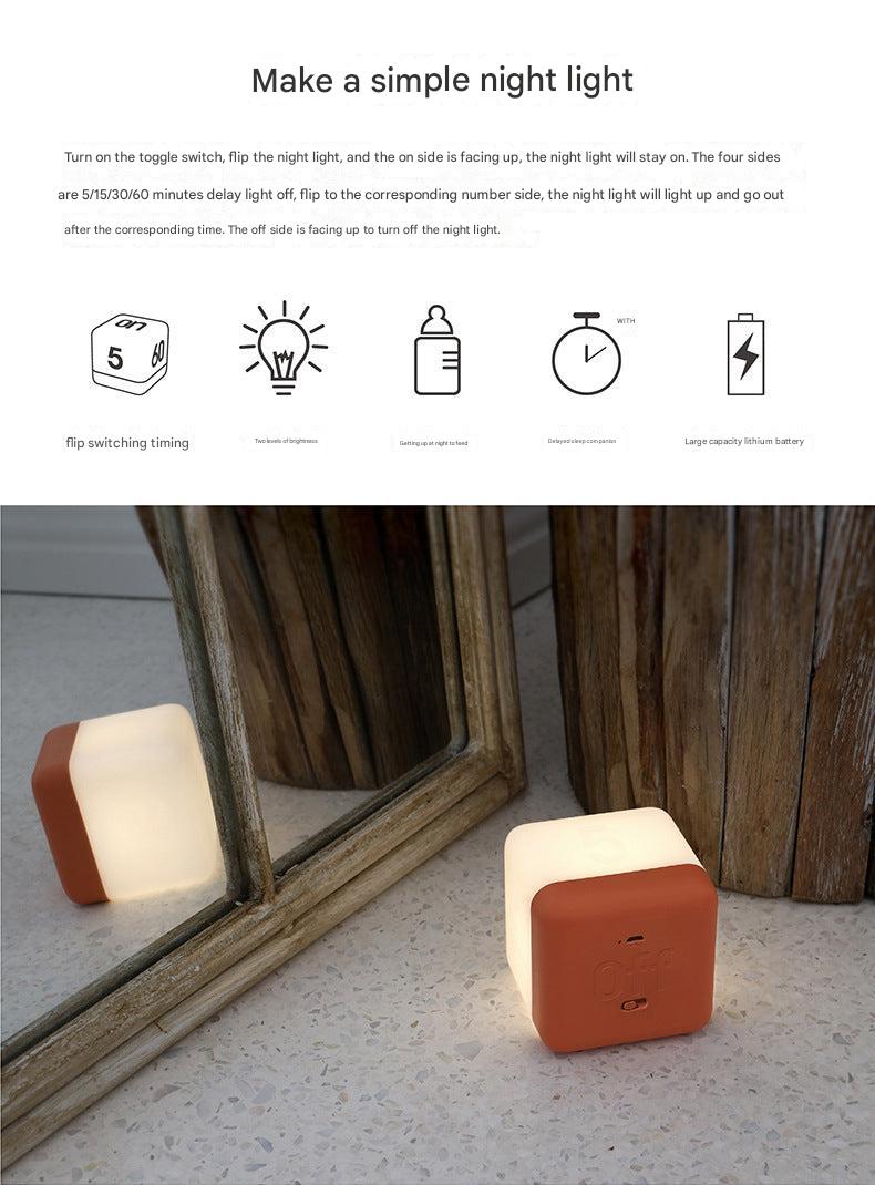 portable nightlight in walnut yellow shade