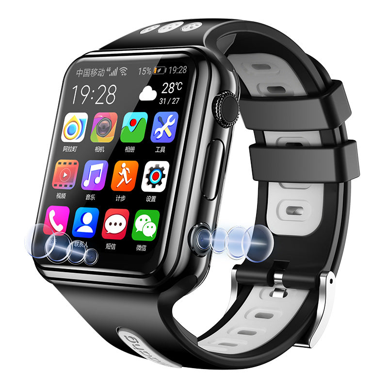 Active youth wearing 4G smartwatch with GPS