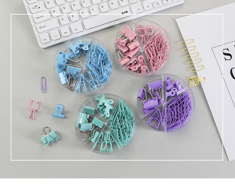 office supply binder clips in different colors