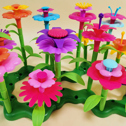 colorful plastic blocks for child’s garden setup