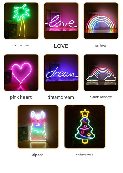 neon sign with double hearts design