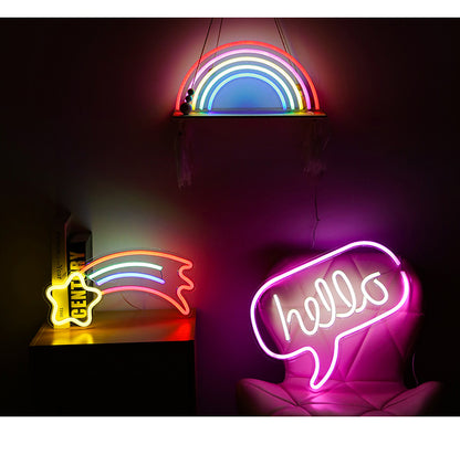 neon sign with rainbow design