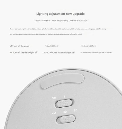 green LED mountain lamp in dark room