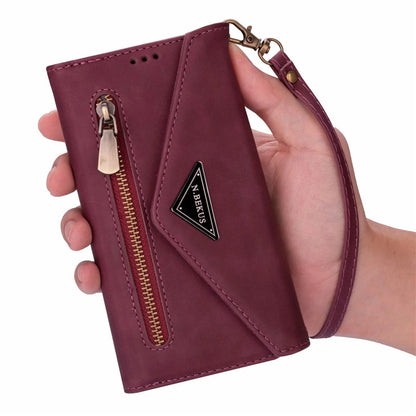 Premium PU Leather Wallet Case for iPhone & Samsung - Multi-Card Holder with Zipper Closure