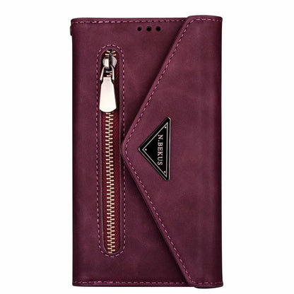 Premium PU Leather Wallet Case for iPhone & Samsung - Multi-Card Holder with Zipper Closure