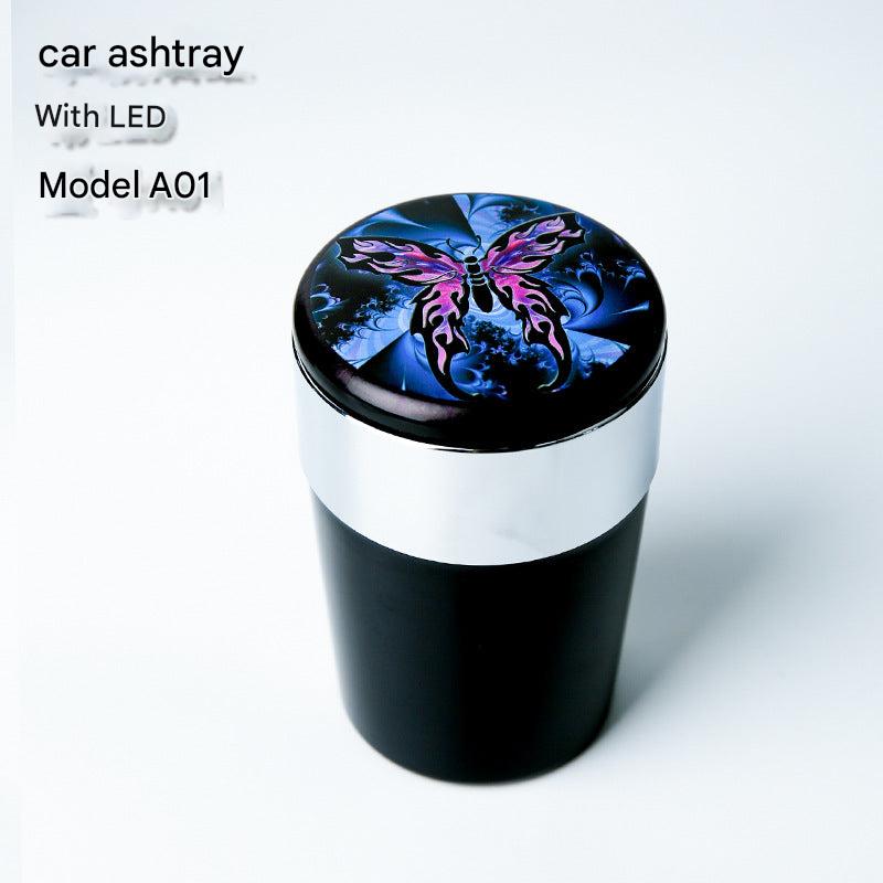 portable vehicle ashtray with lid