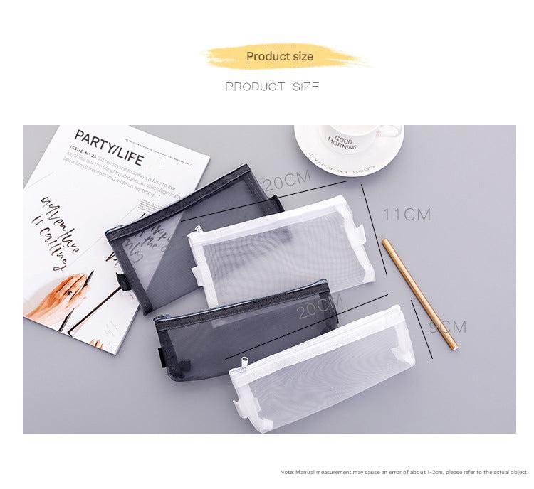 Small white mesh pencil case display