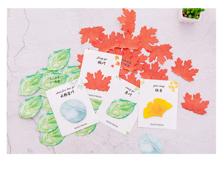 Leaf-shaped paper notes variety