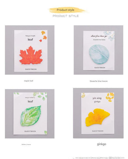 Baby blue leaf-shaped memo pad