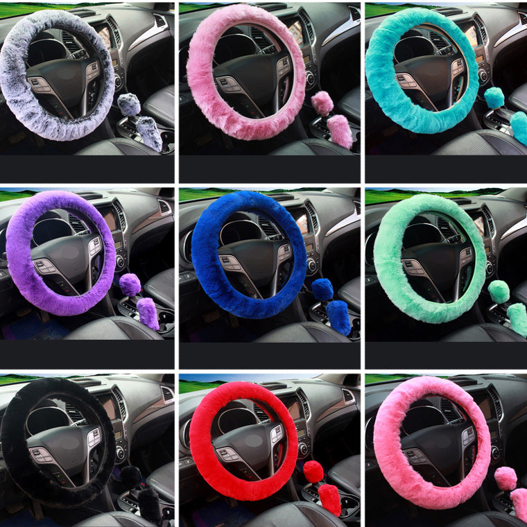 mint green plush car steering wheel accessory