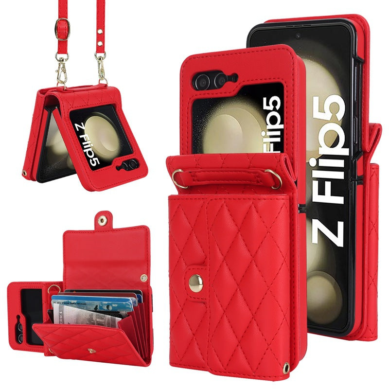 Stylish Protective Wallet Case for Samsung Z Flip Series - Multi-Color Crossbody Design