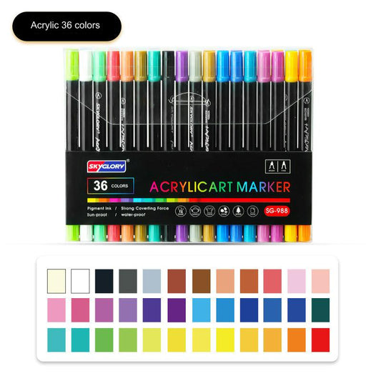 Skyglory Dual-Tip Acrylic Markers Set - 36 Vibrant Colors for Beginners and Advanced Artists