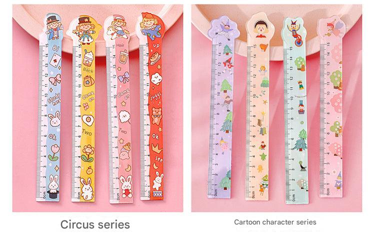 adorable cartoon character measuring ruler