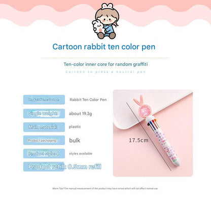 cartoon rabbit multi-color retractable pen front view