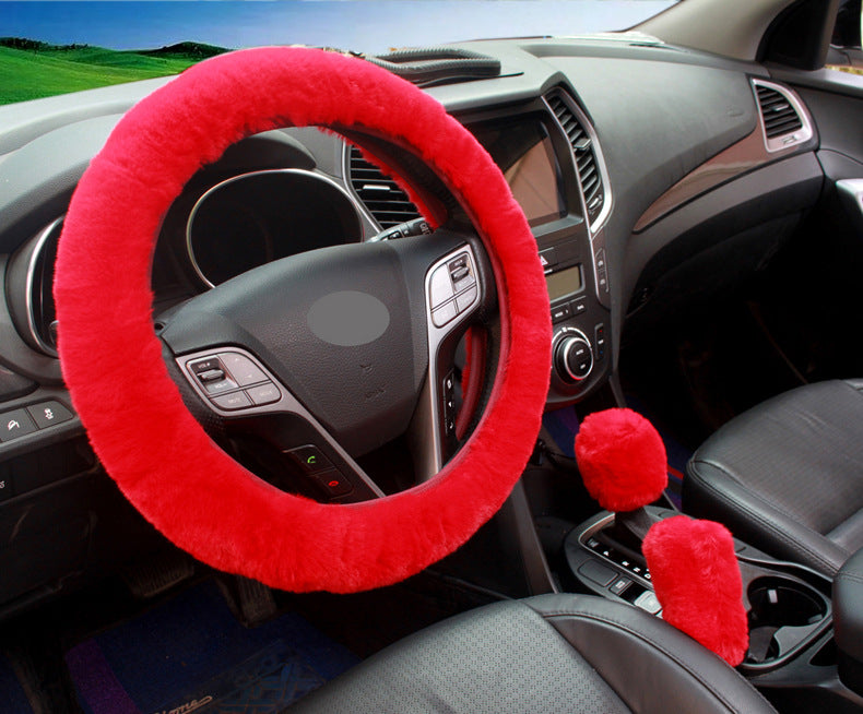 soft camel steering wheel cover in car interior