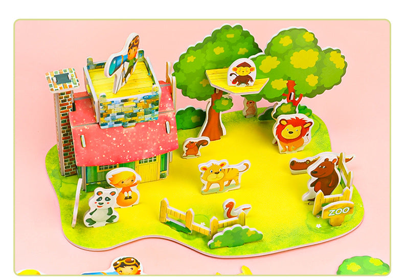 3D puzzle set of colorful rainbow castle