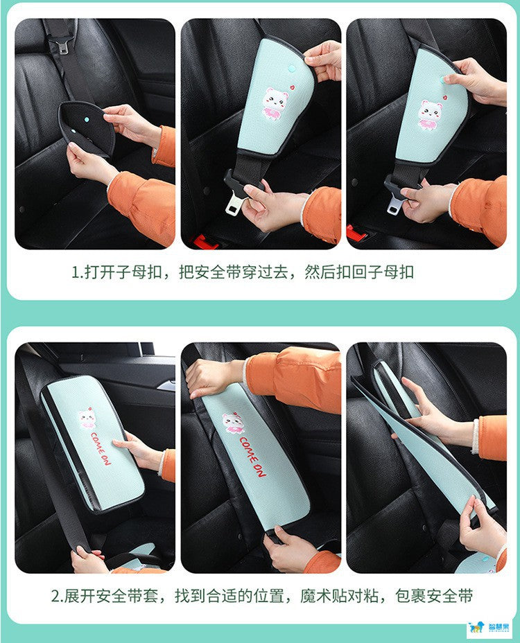 kid-friendly seat belt cushion and adjuster image