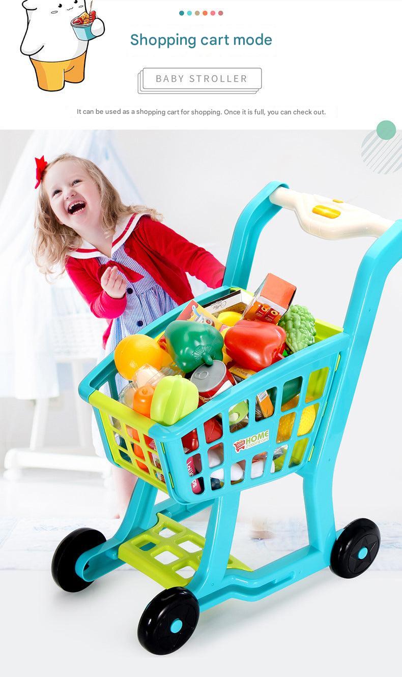 girl engaging with colorful grocery shopping playset