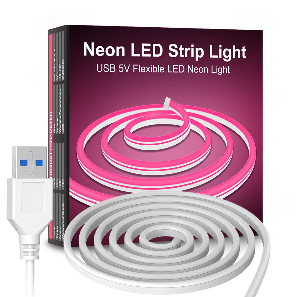 Pink LED strip light highlight flexibility