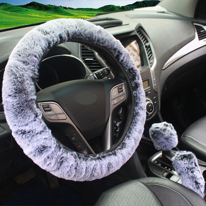 soft camel steering wheel cover in car interior