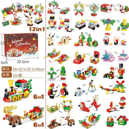 Festive Christmas mini building blocks assembled display