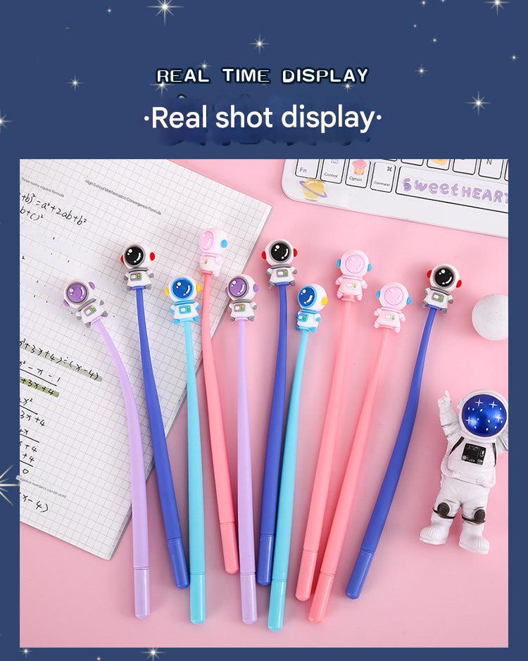 Variety of astronaut gel pens spread out