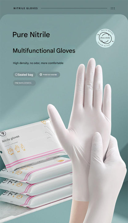 Pink white nitrile gloves package