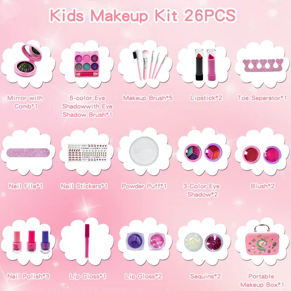 portable unicorn-themed makeup kit