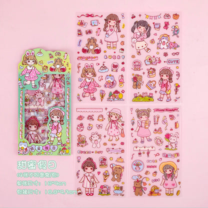 cute girl cartoon scrapbooking sticker