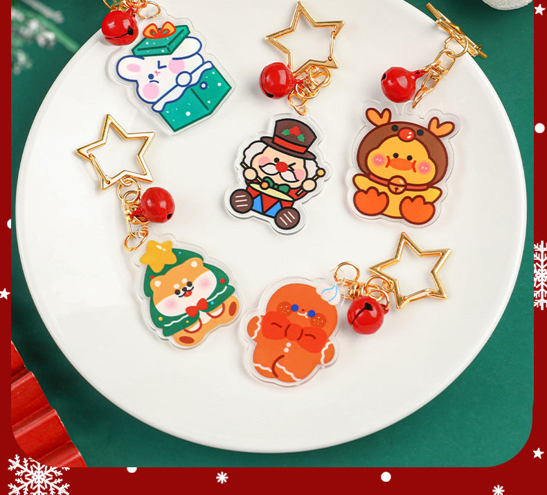 Cartoon keychain with festive design