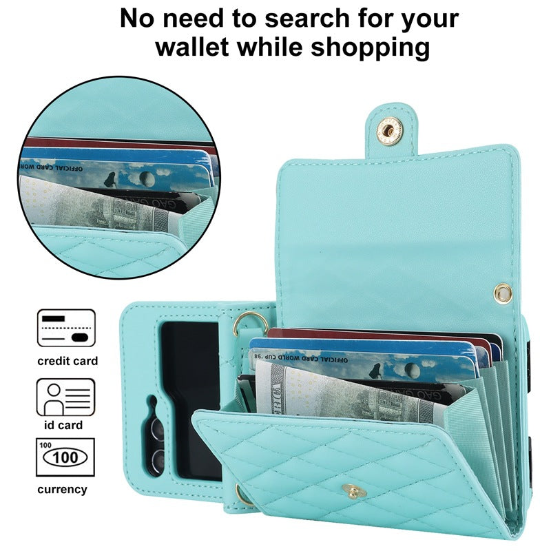 Stylish Protective Wallet Case for Samsung Z Flip Series - Multi-Color Crossbody Design