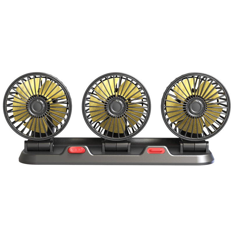 Adjustable car fan in operation