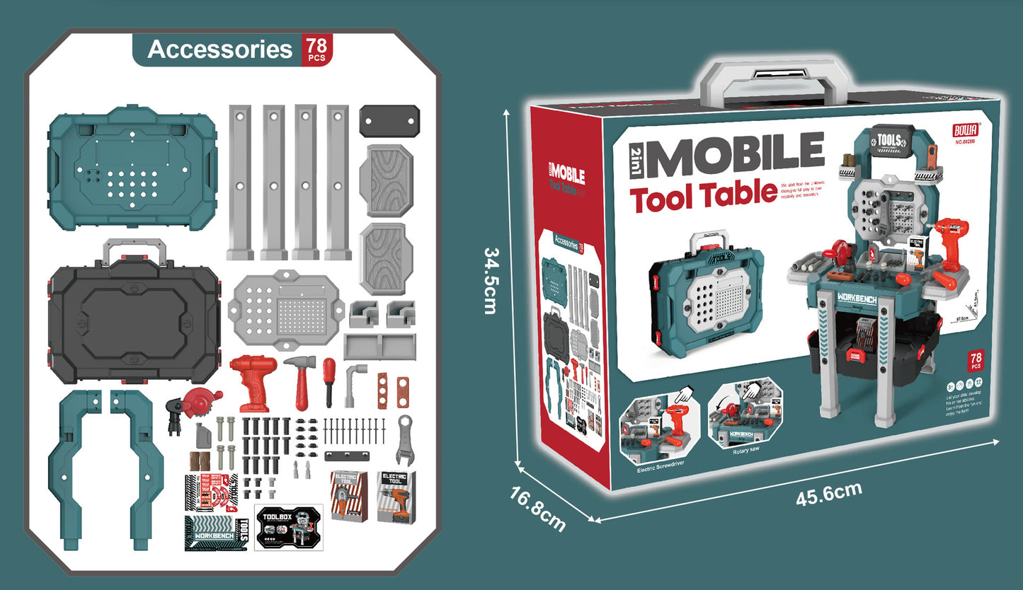 young builder with toy screwdriver and bolts