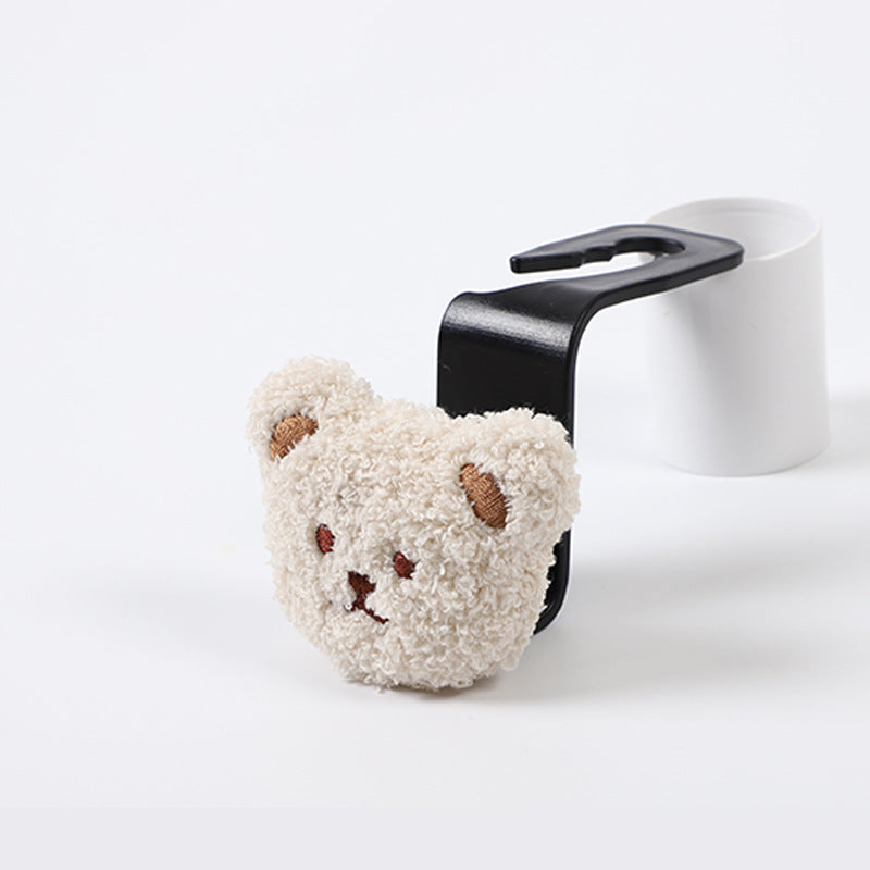 cute bear decoration on black car seat back hook