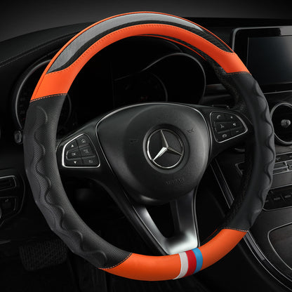 universal black carbon fiber steering wheel cover