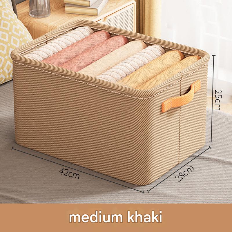 Beige storage bin stackable design