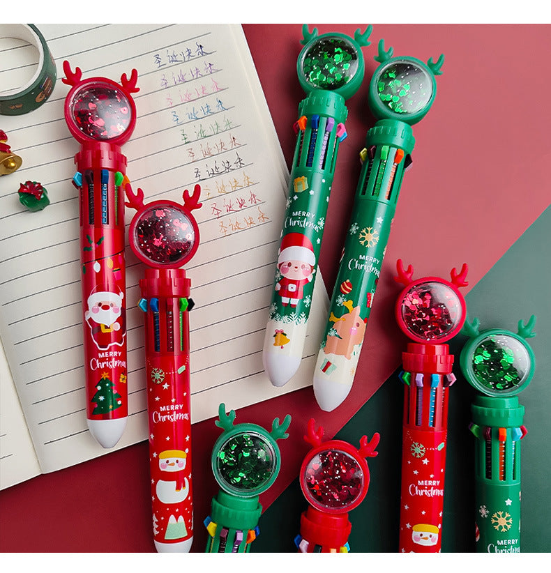 writing instrument with Christmas decorations, multi ink