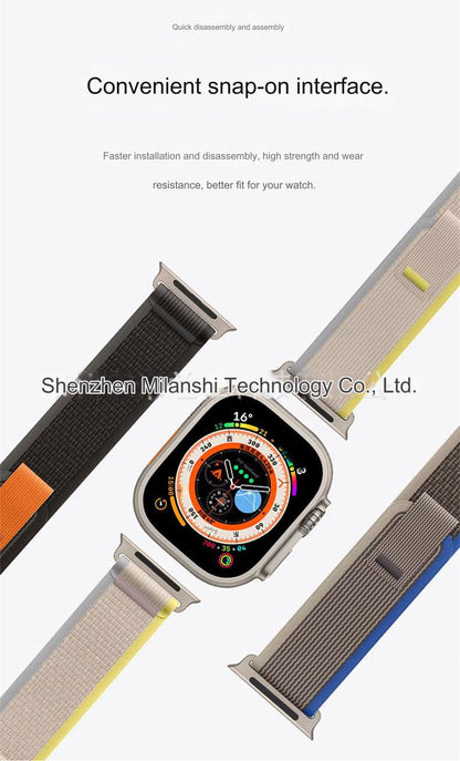 Durable Nylon Sport Strap for Apple Watch - Compatible with Ultra, Series 7 & More - Variety of Colors Available