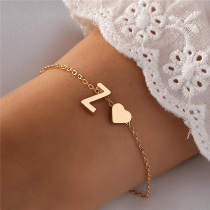 Elegant heart letter bracelet