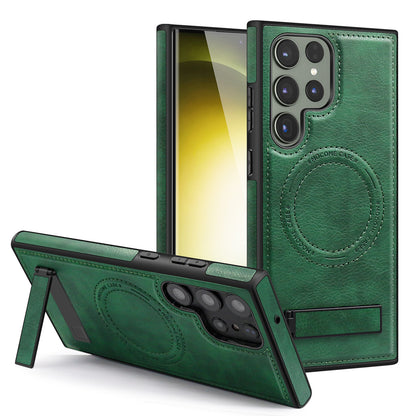 Premium Magnetic Leather Case for Samsung Galaxy S24 Series - Invisible Kickstand & Slim Protection