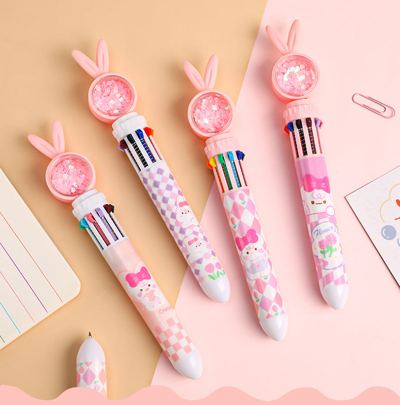 hand drawing with colorful cartoon rabbit pen