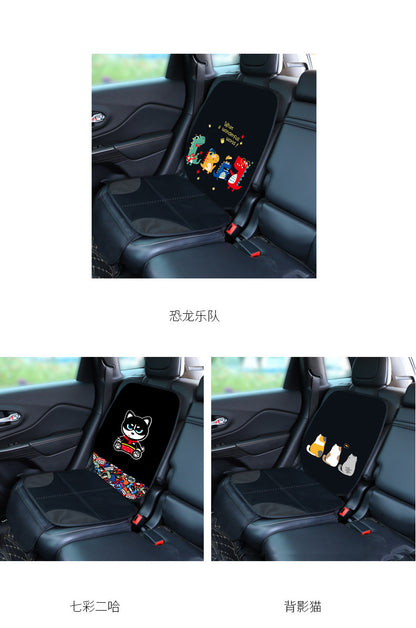 Leather car seat safety pad in black