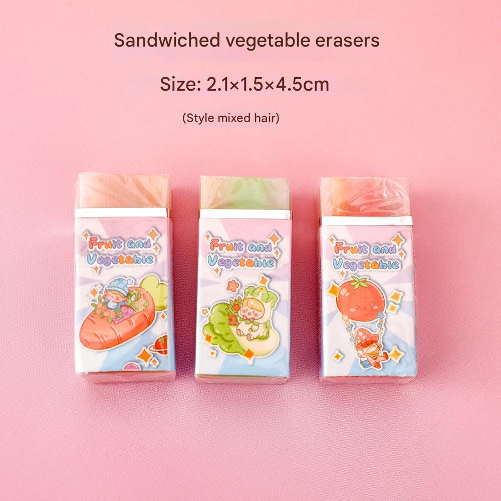 fruit-shaped colorful eraser in packaging