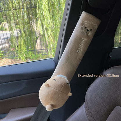 plush white dog car seat belt cover