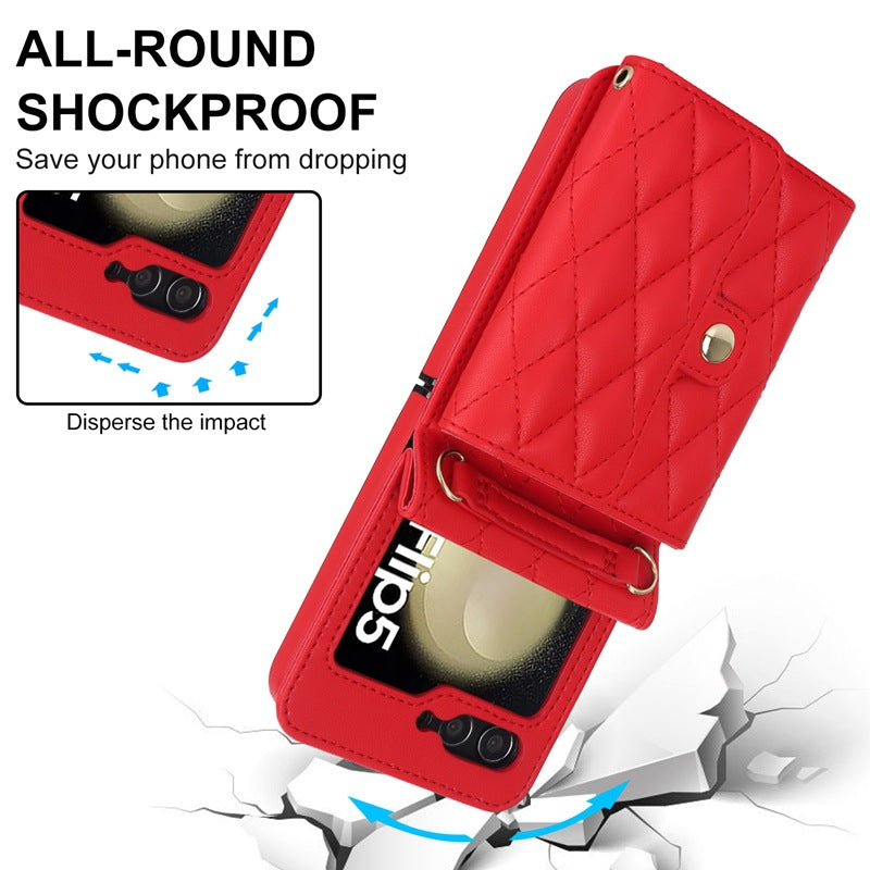 Stylish Protective Wallet Case for Samsung Z Flip Series - Multi-Color Crossbody Design