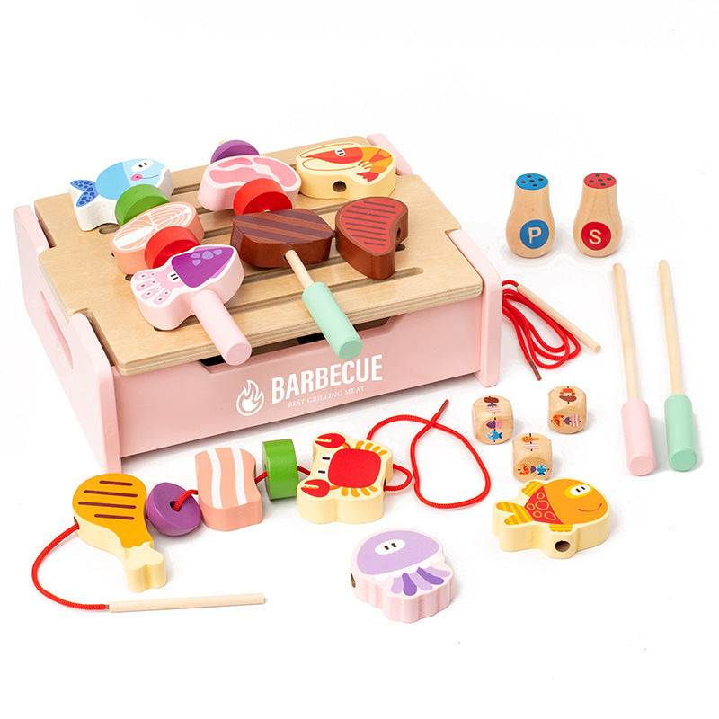 wooden bbq playset educational toys