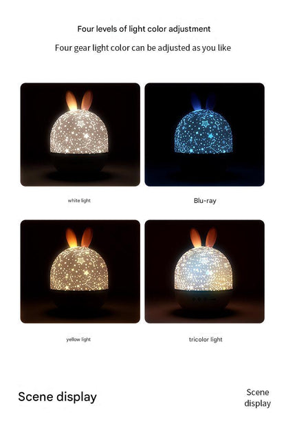 Bunny projector on nightstand with ambient light