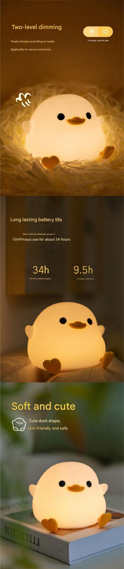 Soft-touch dimmable duck lamp