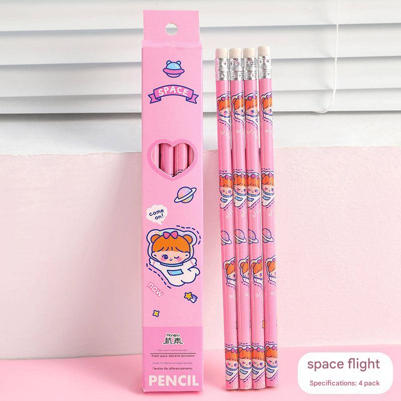 set of astronaut-designed wooden pencils for sketching